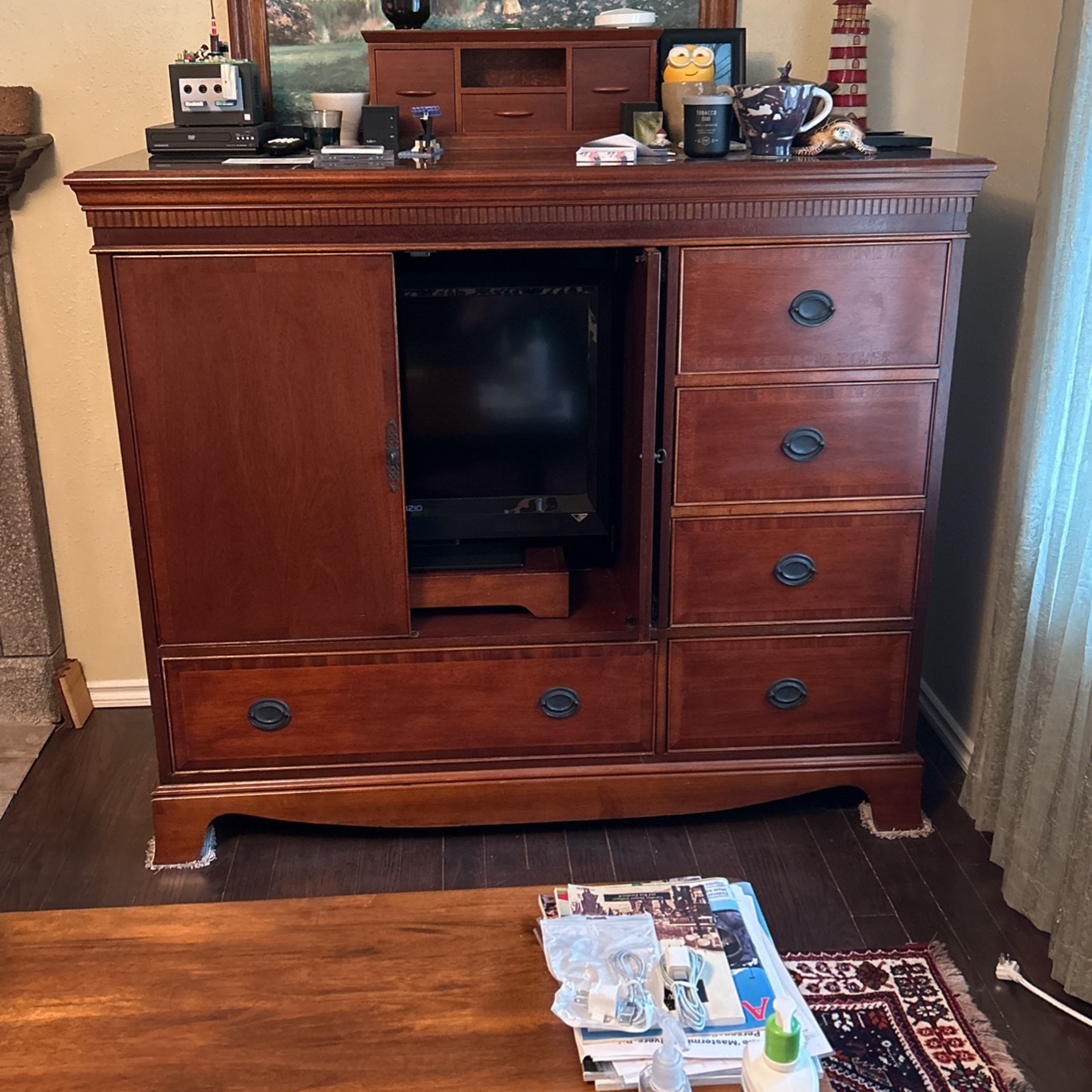 Solid Cherry Armoire With TV Cabinet & Drawers