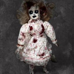 One of a kind hand painted horror doll