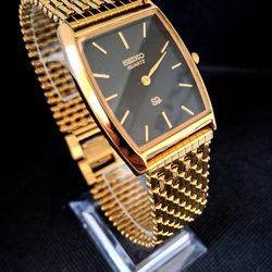 Seiko Barrel Tank Vintage Men's Gold Tone Watch