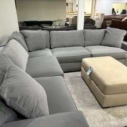 Furniture- 3 Pc Velvet Fabric Sectional- Marristin 