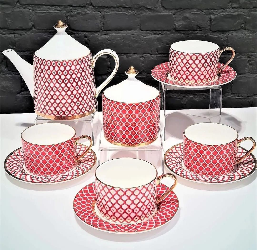 Lomonosov Porcelain Scarlett Tea Set 10 Pieces