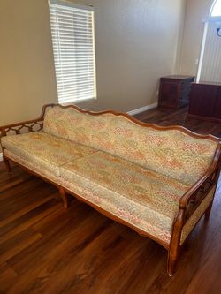 Vintage Upholstered Sofa with Wood Frame