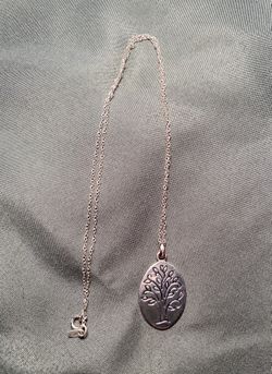 Sterling Silver Necklace - Solid Tree Charm