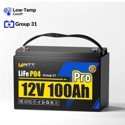 Wattcycle 12V 100Ah Group 31 Pro LiFePO4 Battery with 110A BMS