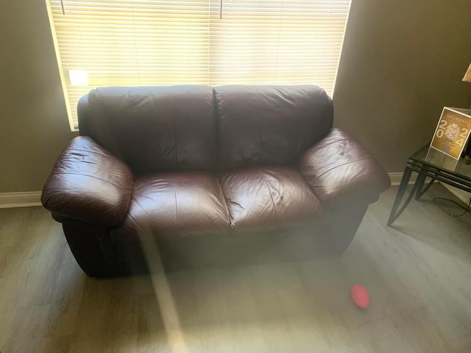 Burgundy Loveseat And Couch Set