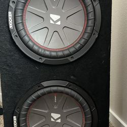 Two Kicker Comp 10 Inch Subwoofer With Ported Box