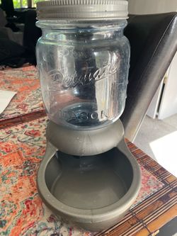 Petmate Mason Jar Gravity Pet Waterer, a gravity-fed water dispenser designed for cat and dogs