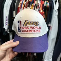 NWT Mitchell & Ness Los Angeles Lakers 1985 NBA World Champions Adjustable Hat 