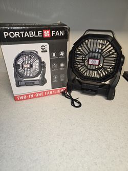 Portable Camping Fan Rechargeable with LED Lantern - 20000mAh Cordless Battery Powered Fan 4 Speed Quiet USB Table Desk Fan Battery Operated 