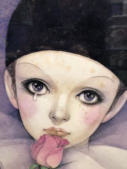 Vintage Framed Mira Fujita Pierrot Picture