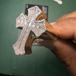 Vvs Diamond Cross Ring Solid 10kt