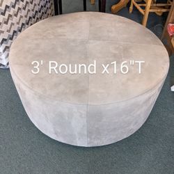 Round Suede Ottoman USA Made 3'x16