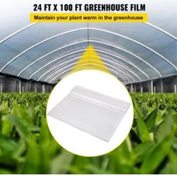 Greenhouse Film, 24\' x 100\' Greenhouse Plastic Sheeting, 6 mil Thickness