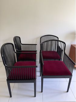 Set of 4 Vintage Andover Black Lacquer Dining Chairs by Davis Allen for Stendig