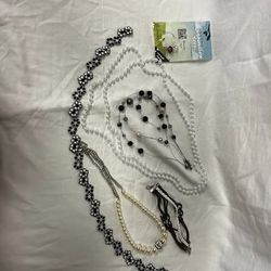 Black & White Costume Jewelry Lot + Bonus Pin