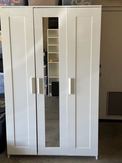 White 3-Door Wardrobe with Mirror - IKEA