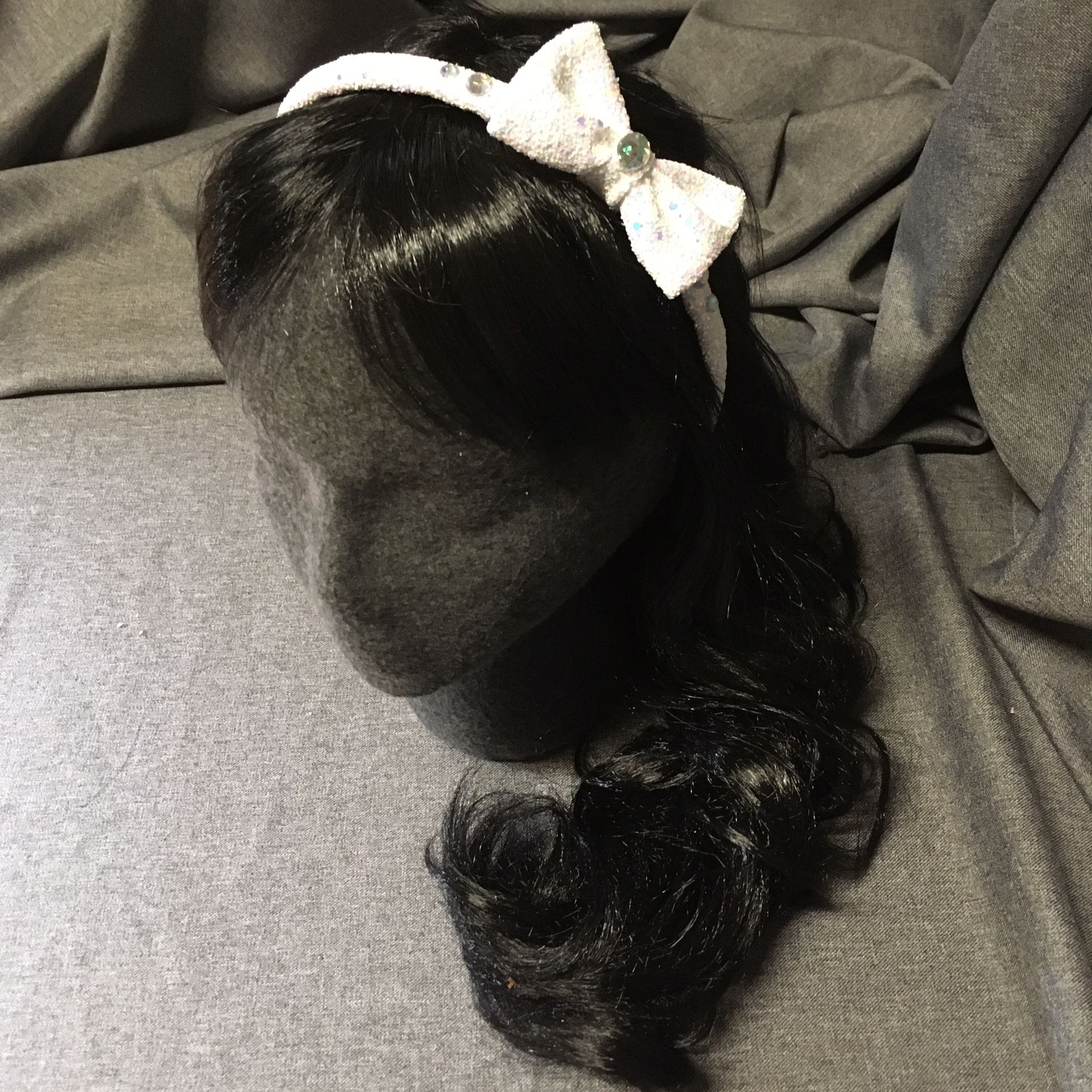 Glitter bow headband with gems