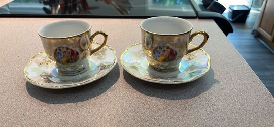 Gold trim espresso, cups. Set of two.