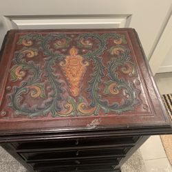 Leather Embossed Accent Table 