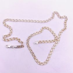 Sterling Silver Chino Link Chain Necklace Stamped 925