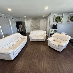 3 Piece Leather Sofa, Loveseat and Chair Set