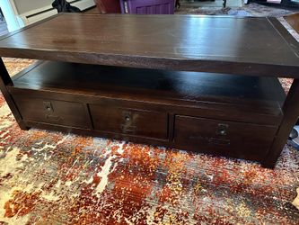 Coffee Table. Solid Dark Wood 
