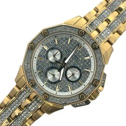 Bulova Men’s Crystal Watch 98C126 Gold Tone Stainless Steel Quartz (A1D023346)