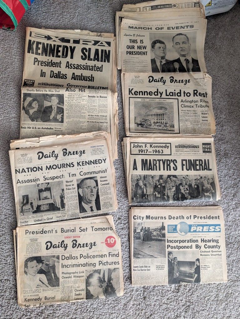 1963 JFK John Fredrick Kennedy Assassination Newspaper