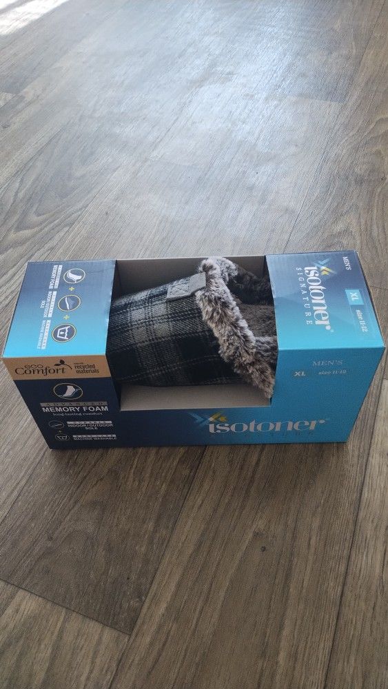 MENS ISOTONER SIGNATURE SLIP ON SLIPPERS CC NEW IN BOX SIZE XL 11-12