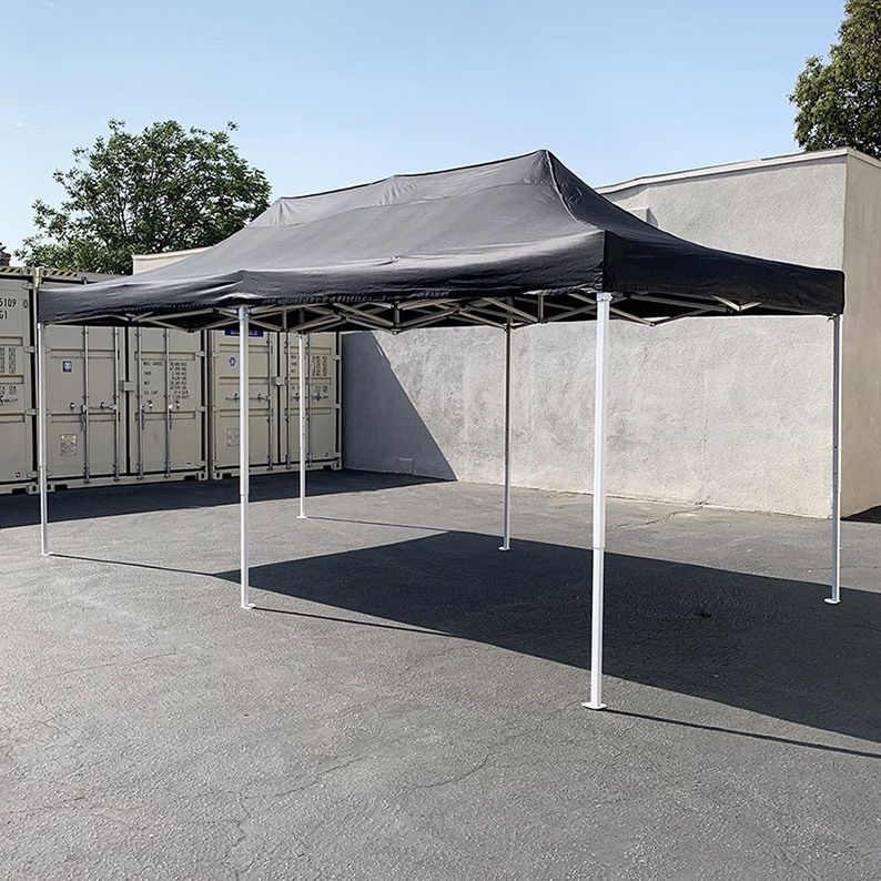 Brand New $185 Heavy-Duty 10x20 ft Popup Canopy Tent Instant Shade w/ Carry Bag Rope Stake, Black/Red
