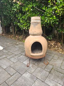 Terracotta Chiminea, Outdoor Fireplace, Fire Pit, 36 inch height