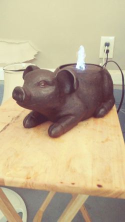 Pig water fountain with light