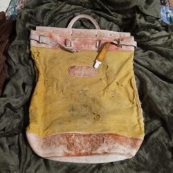 Antique / Vintage Yellow And Red Postal Carrier Bag