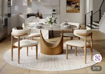Brand New POVISON 7-Piece Dining Set – Sintered Stone Table + 6 Chairs