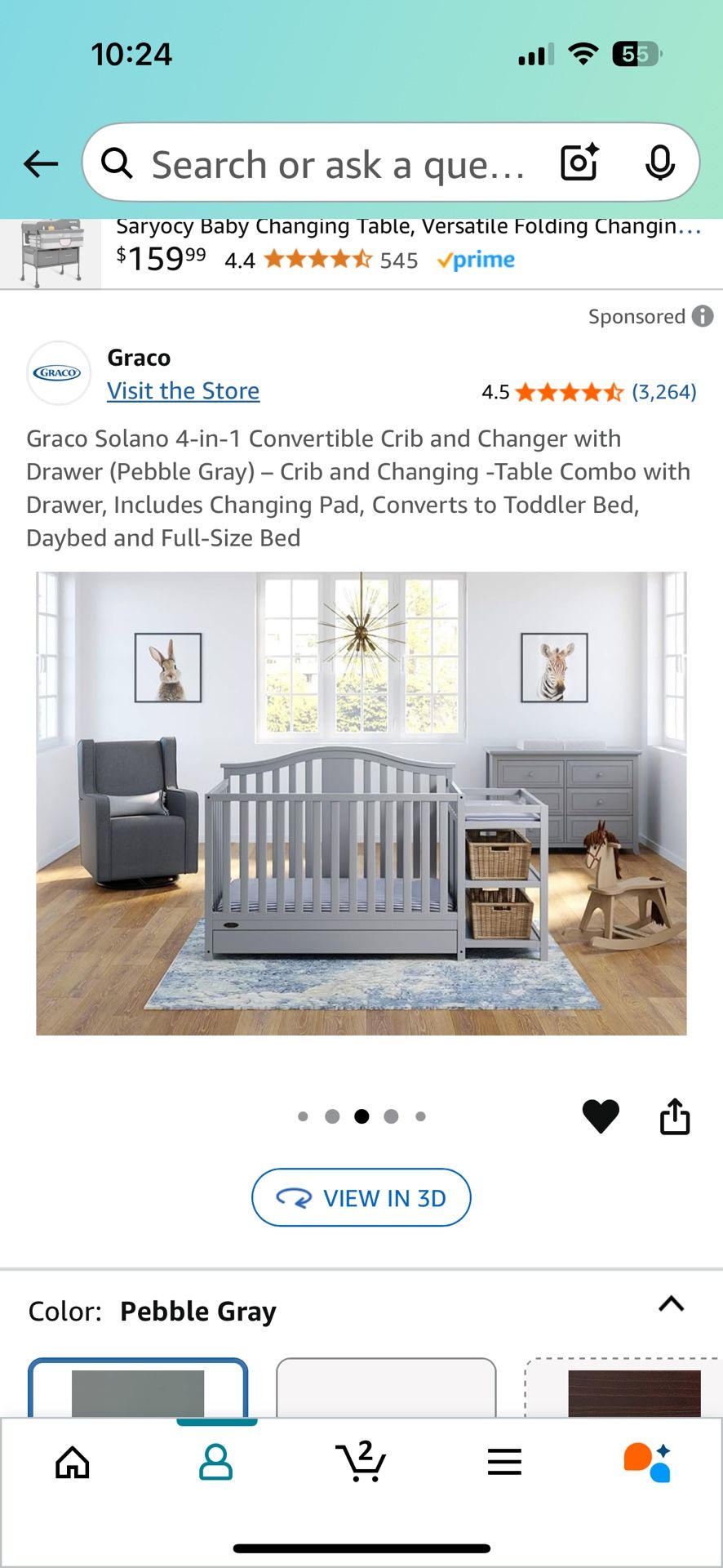 Graco Solano 4 in 1 Convertible Crib & Changer with Drawer