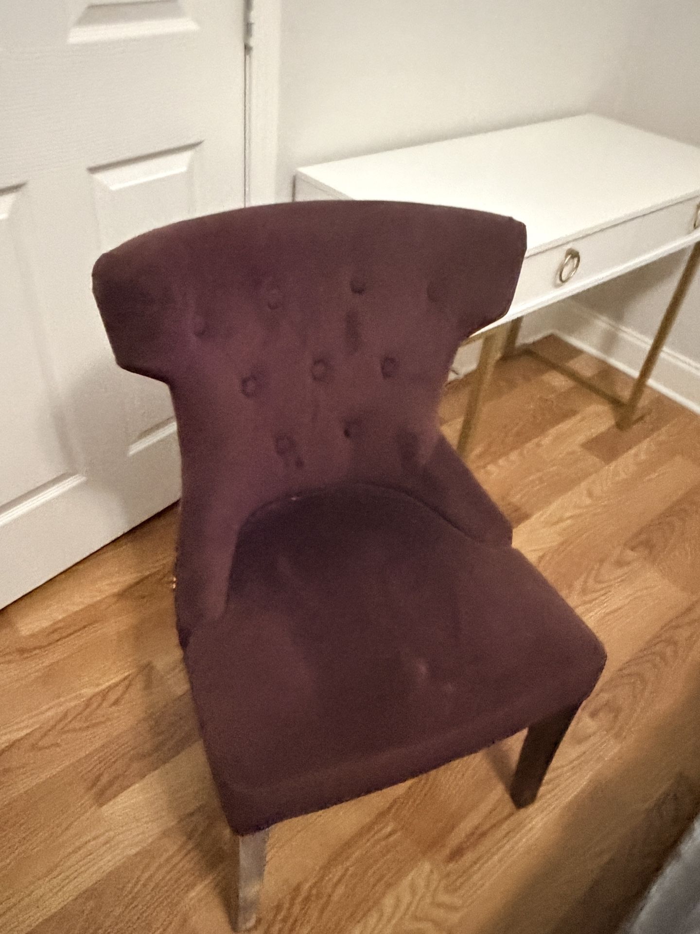 Burgundy Suede Accent Chair With Embezzlements