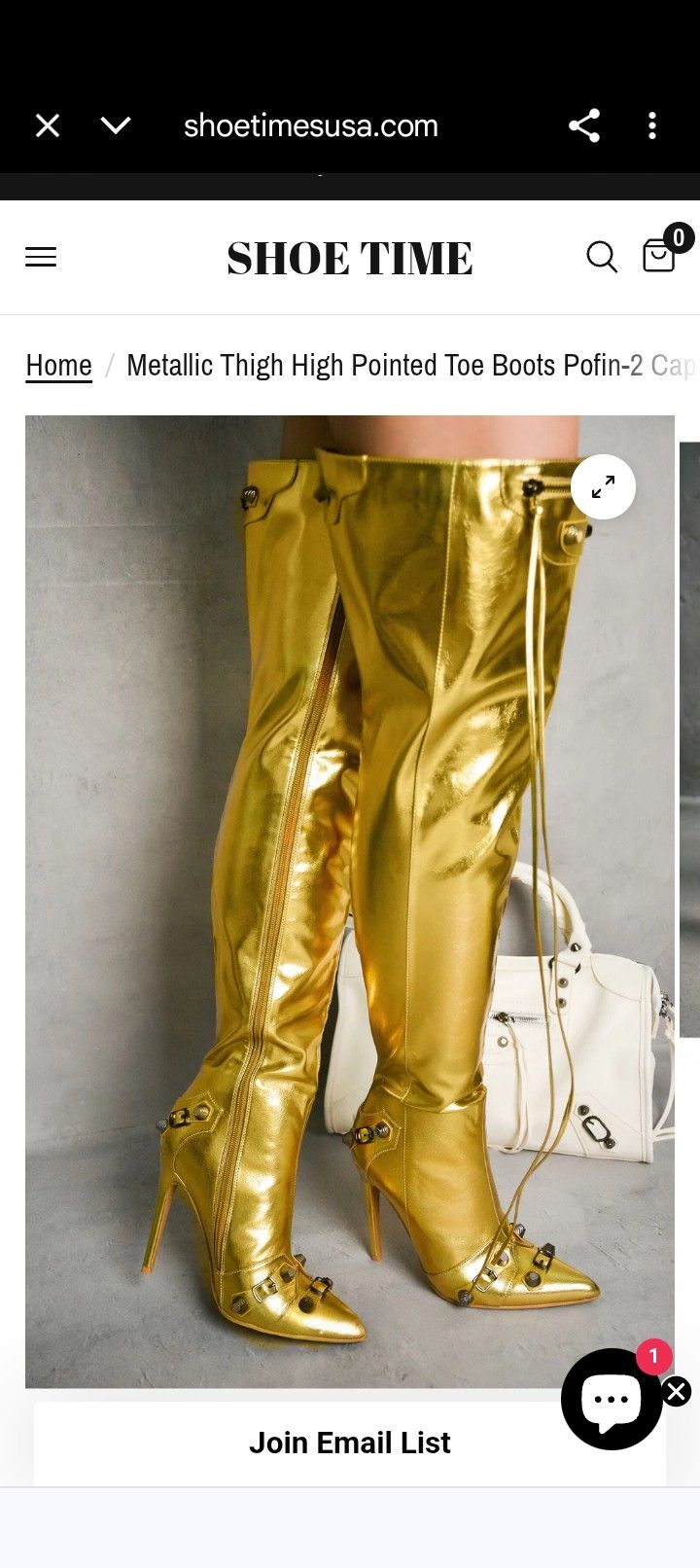 Metallic Thigh High Pointed Toe Boots Size 10