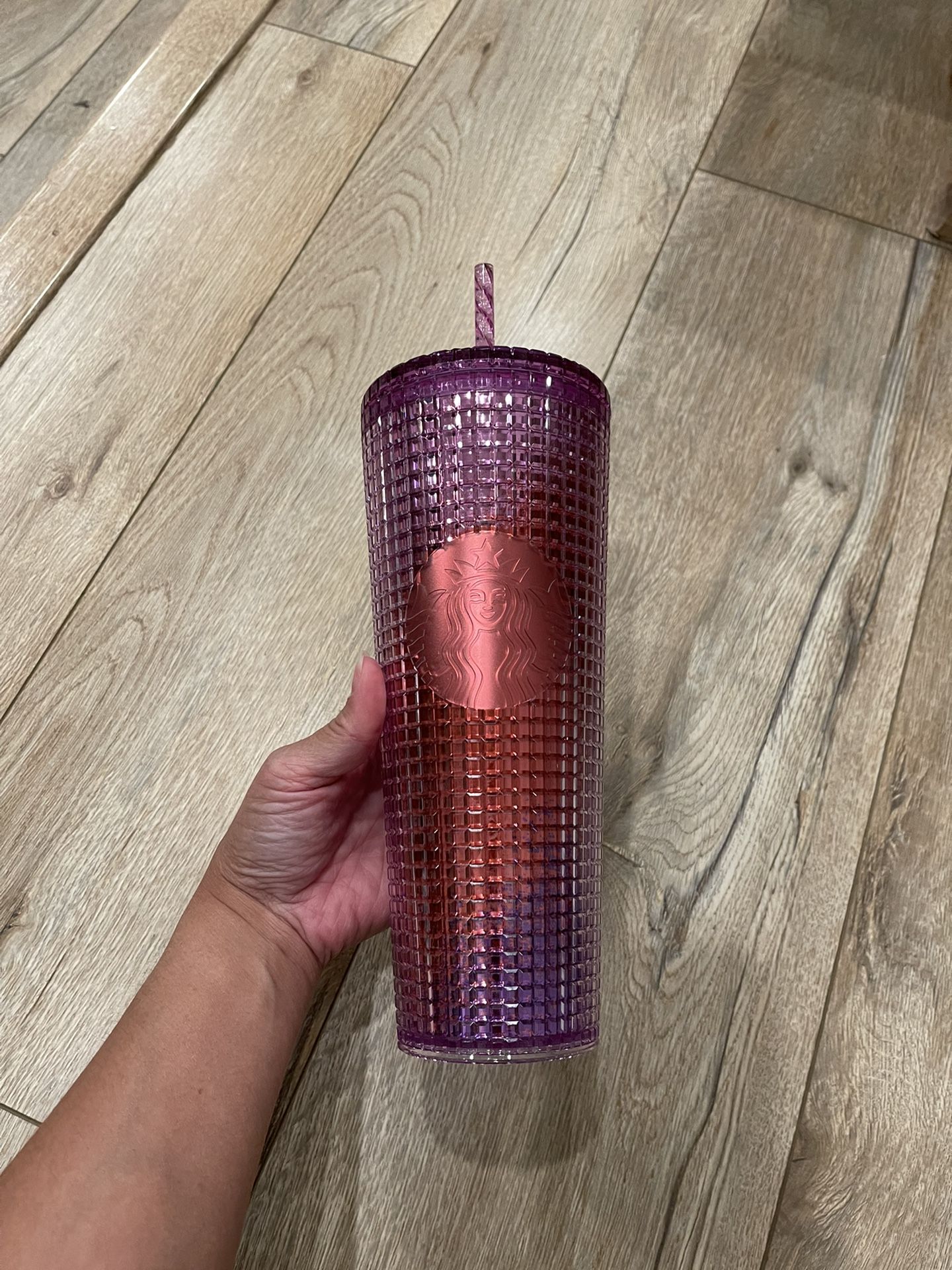 Starbucks 2021 Pink and Purple Grid Venti Cold Cup Tumbler