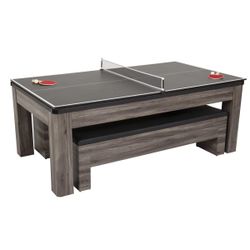 Hampton 3-in-1 Combination Table Includes Billiards, Table Tennis, & Dining Table