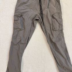 PacSun Men’s Gray Cargo Pants Elastic Waist Zip Side Pockets Utility Sz L jogger