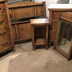 Antique Early 20Th Century Hand Painted Wood Furniture