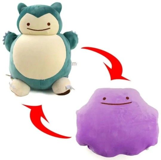 Reversible Pokémon Ditto And Snorlax Plush Stuffed Animal 8" Toy New