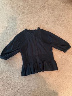 Black Button-Front Blouse - Murrieta