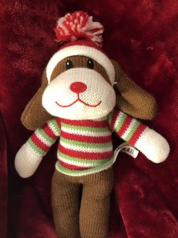 Sock Monkey Puppy Dog plush doll! Rare! Dan Dee Collector’s Choice Doll!