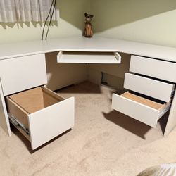 Ivory White Corner Desk