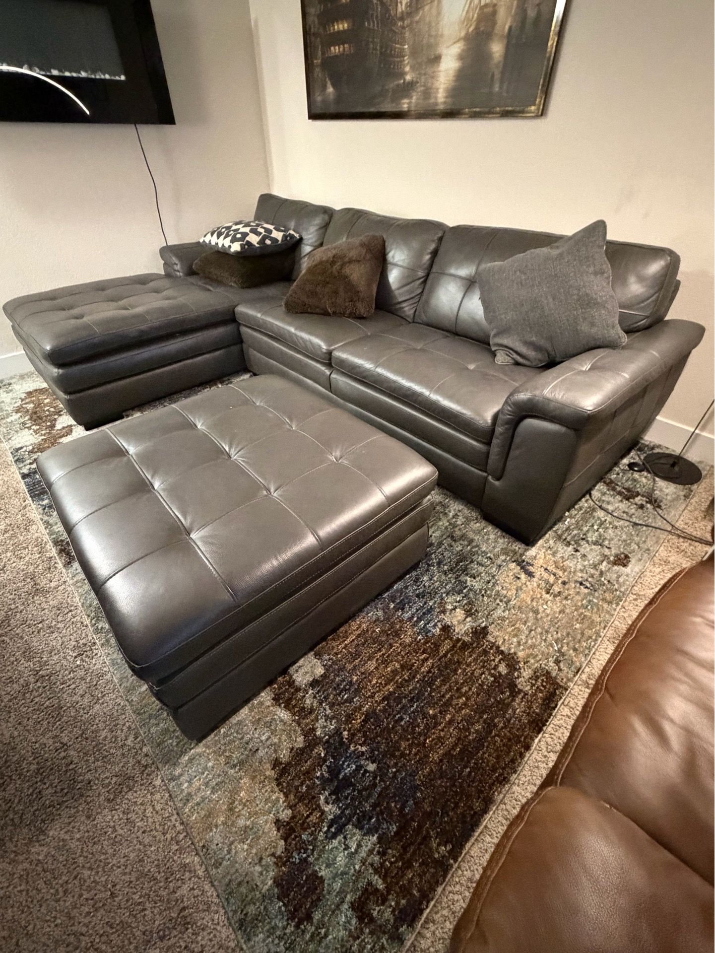 Moving out sale sectional + ottoman