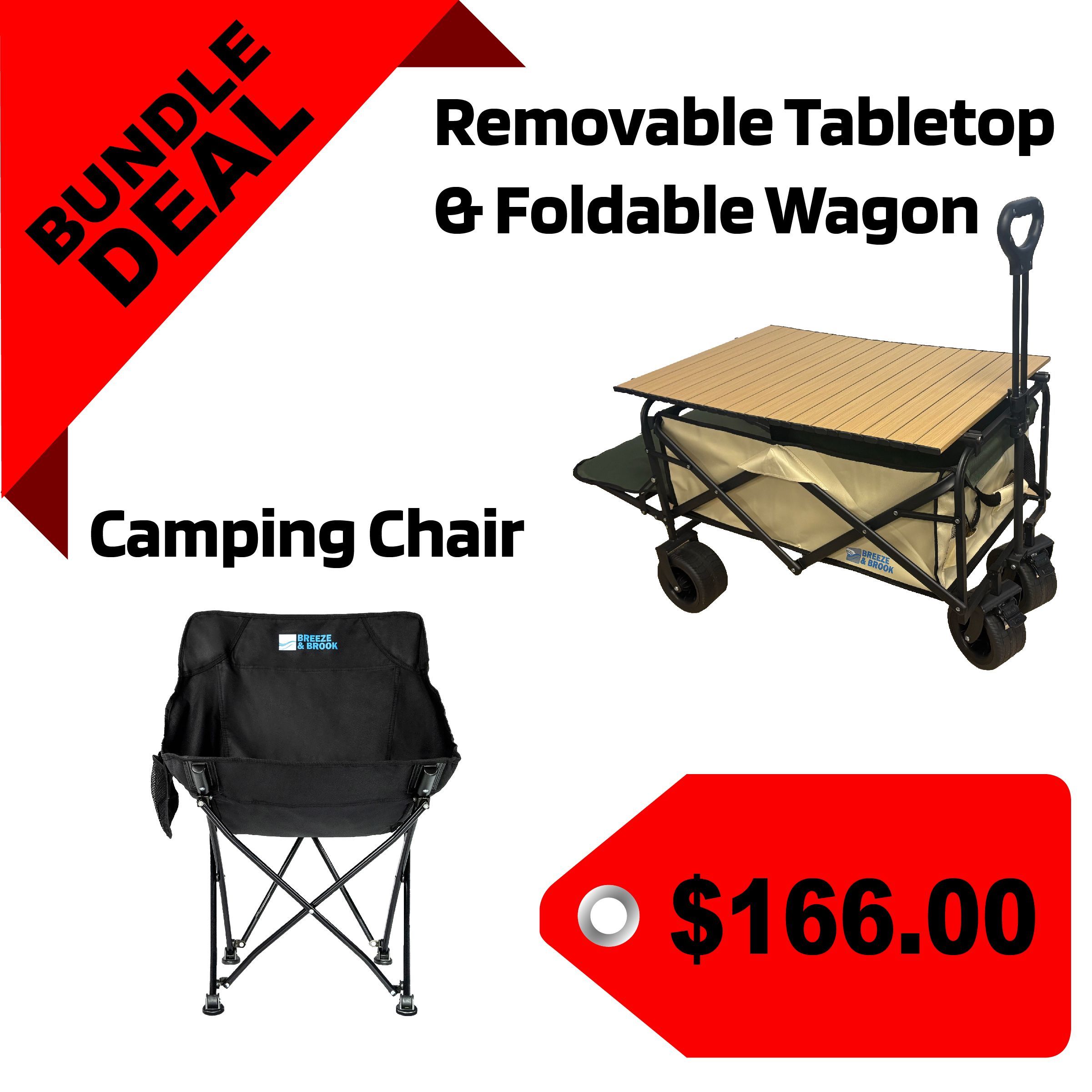 Bundle: Camping Chairs, Foldable Wagon and Table Top
