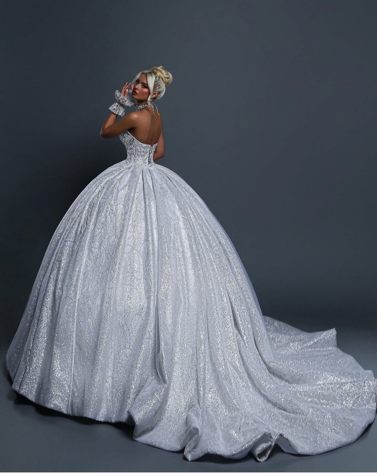✨ Luxury Sparkling Ball Gown Wedding Dress – Custom Handmade
