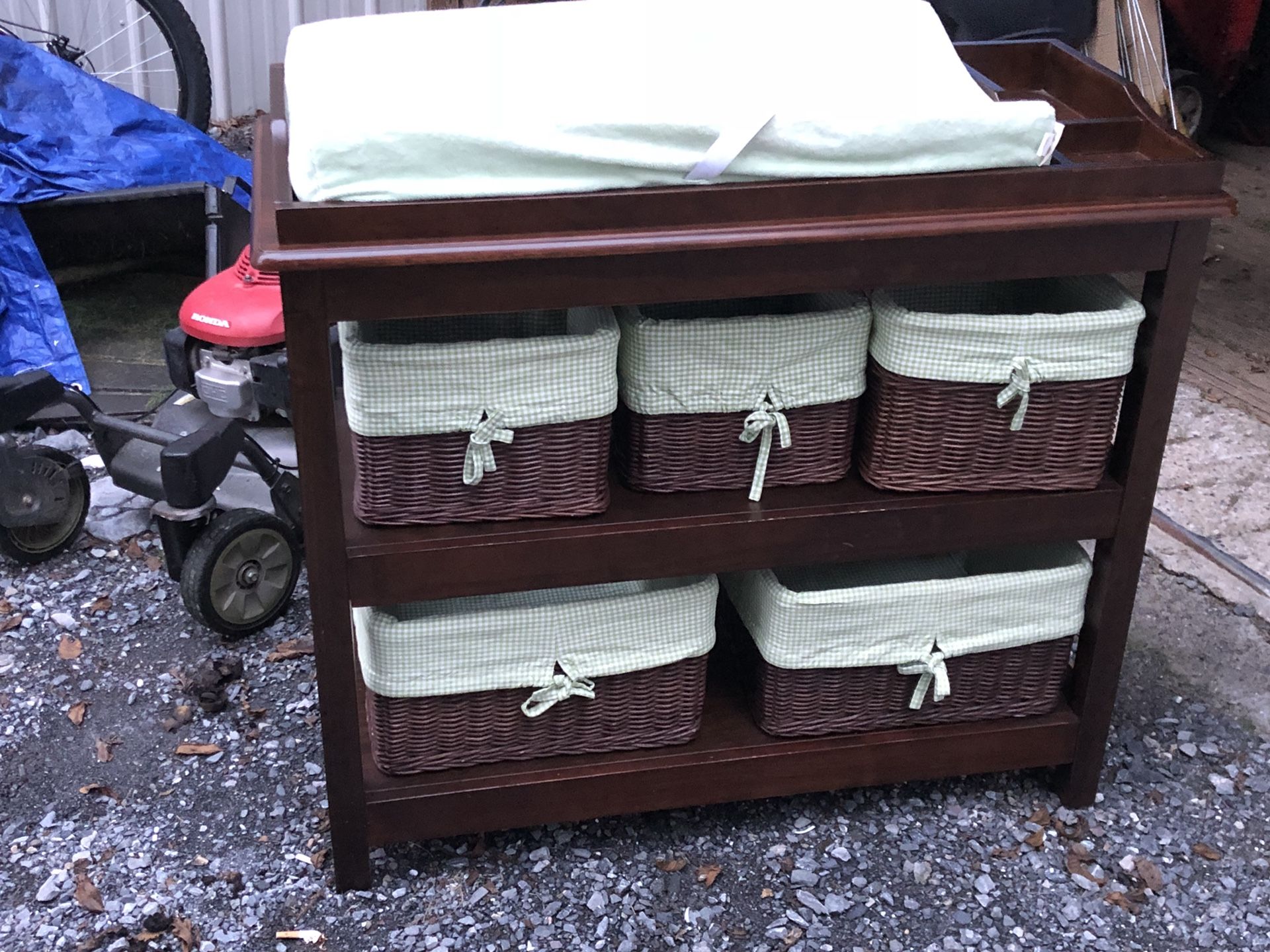 Pottery barn changing table and baskets !