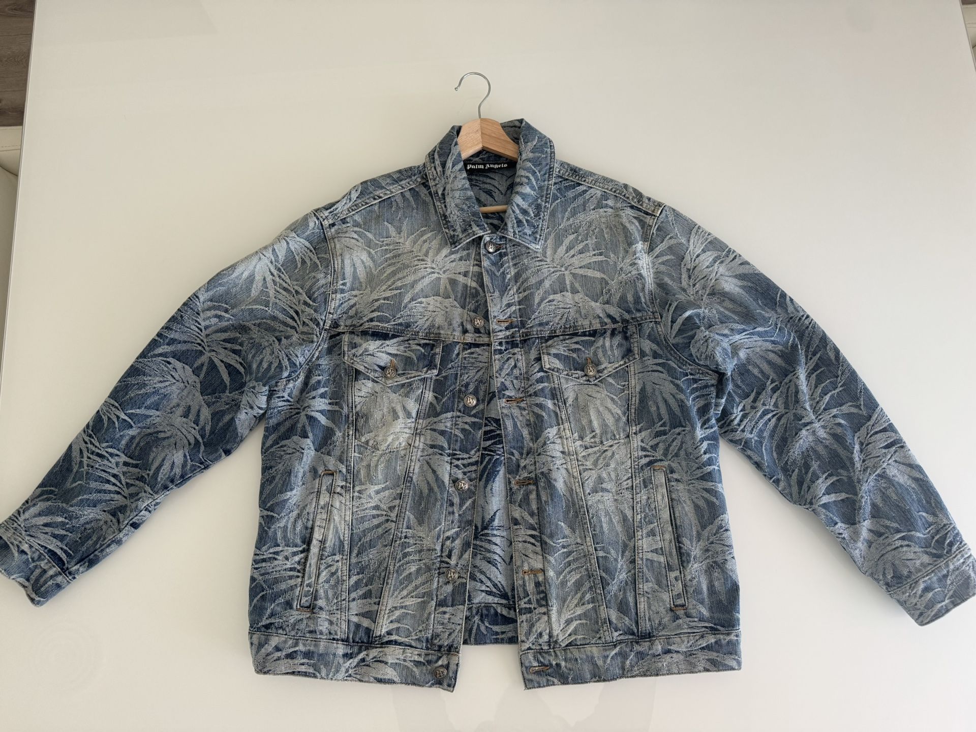 Palm Angels Blue Palms Wash Denim Jacket